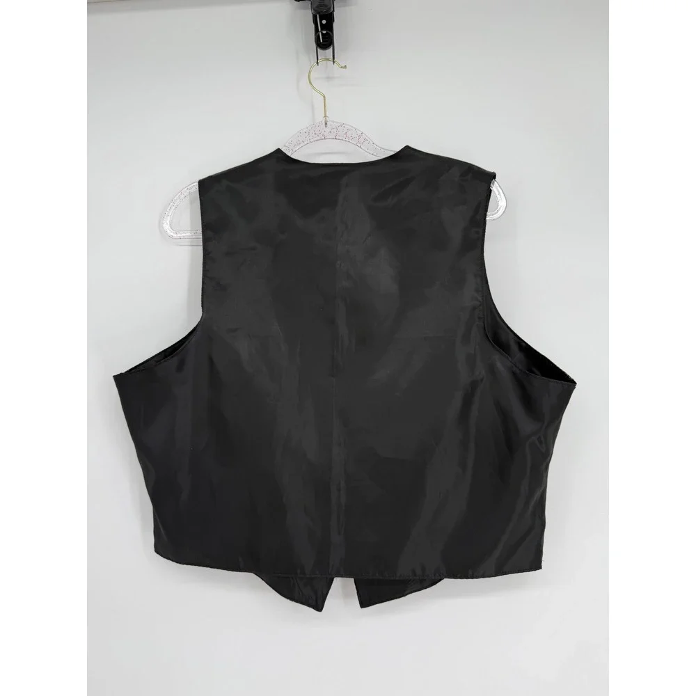 Paisley Print Vest‎ Mens Formal Black Silver Classic Fit Button Front size XL